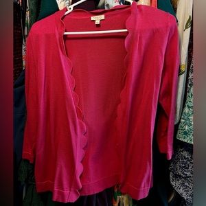 Talbots Pink Scalloped Open Front Cardigan - EUC - P